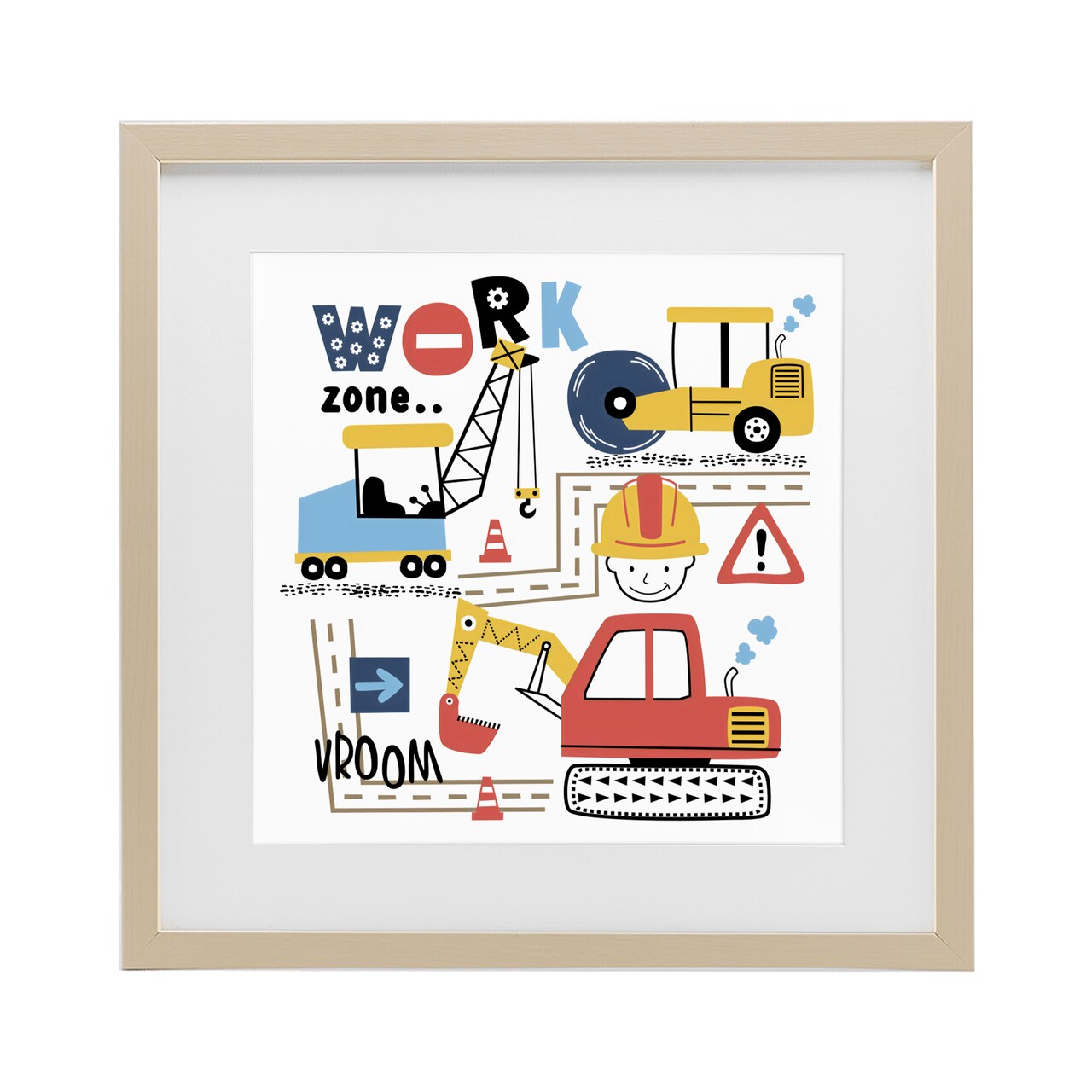 Stupell Industries Work Zone Construction Essentials Framed Print Under Glass, design by Creative Studio